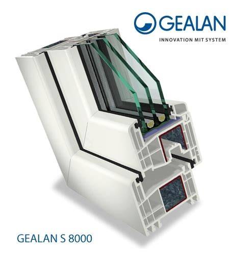 Gealan S8000 IQ 6 kamerų profilio skaidrė su 74 mm pločiu