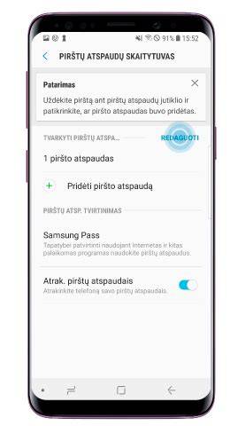 Piršto atspaudo skaitytuvo veikimo schema
