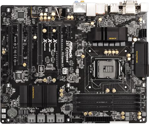 AsRock Z87 Extreme4 plokštės nuotrauka su išskirtiniais stiklo akcentais