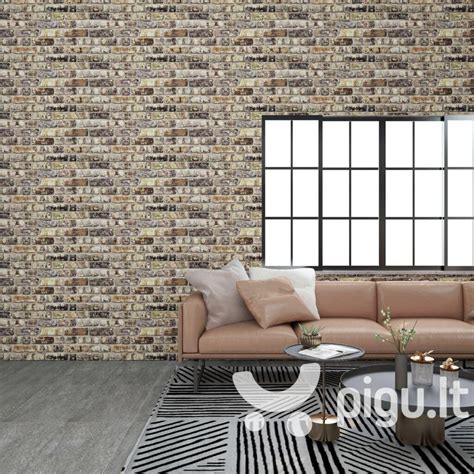 Įvairių spalvų plytų imitacijos tapetai