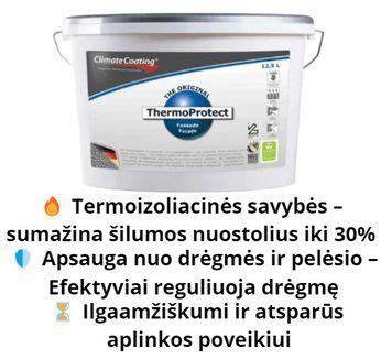 Įrodytas termokeraminės dažų efektyvumas: fasado energijos taupymas vizualizuotas schemoje