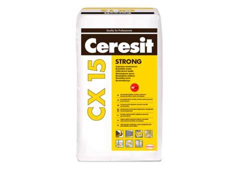 Montavimo mišinys CX 15 Strong infografika: mišinio proporcijos, naudojimo žingsniai, tarpai