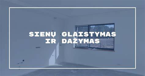 Baigtinis sienų glaistymo ir dažymo procesas - infografika