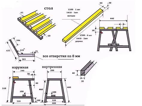 Medžio suolo brėžiniai ir matmenys