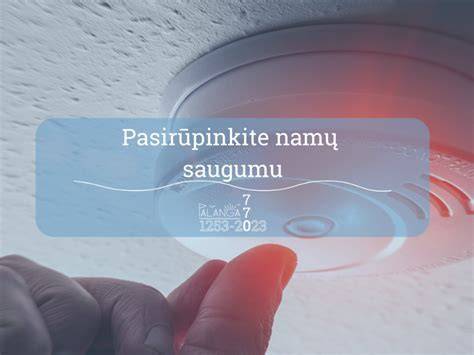 Infografika: Dūmų detektorių įrengimo vietos rekomendacijos