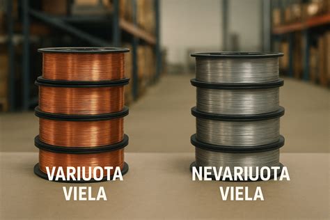 Suvirinimo vielos pasirinkimas lentelėje