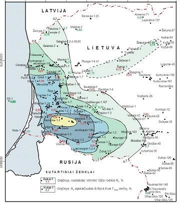 Didelių riedulių geografinė pasiskirstymo schema Lietuvoje